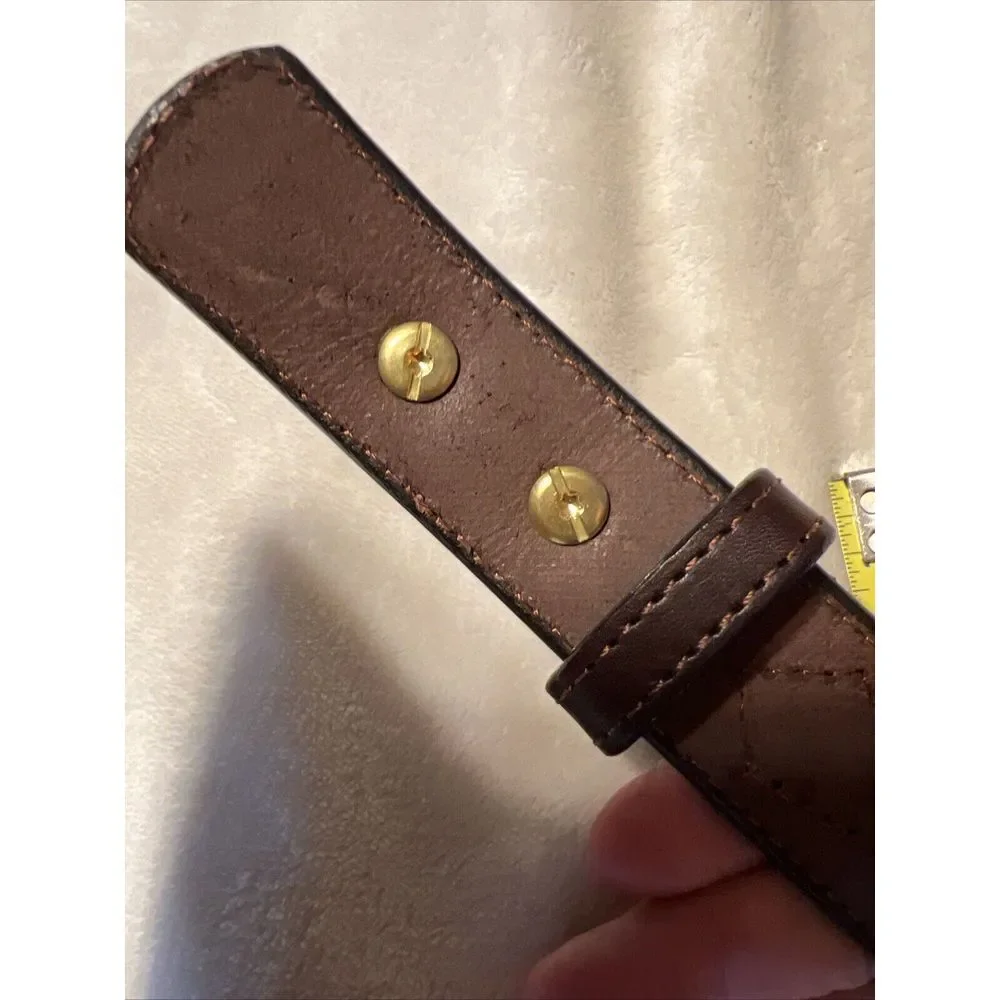 Genuine Leather‎ Amish Made Texas Ranger Style Belt Brown With Brass Buckle